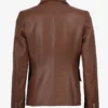 Womens Kim Double Breasted Cognac Leather Blazer