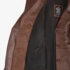 Women's Three Button Brown Leather Blazer