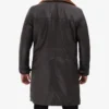 Mens 3/4 Length Dark Brown Leather Shearling Coat