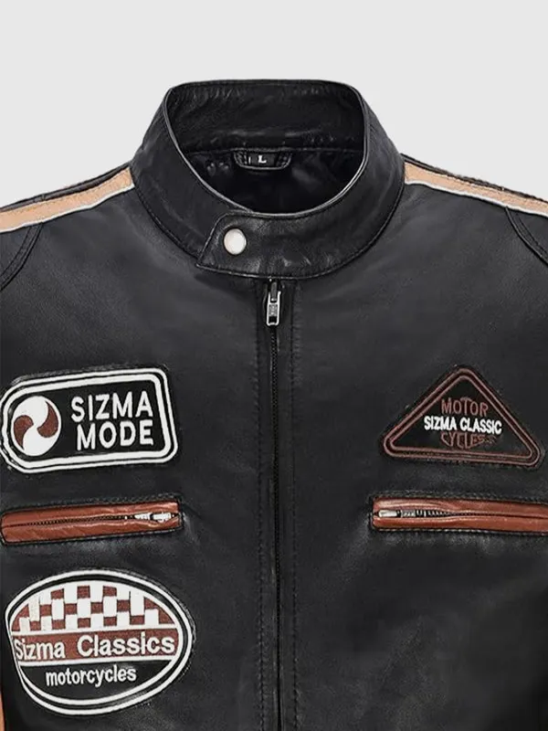 Men’s Black Cafe Racer Style Leather Jacket Men’s Black Cafe Racer Style Leather Jacket