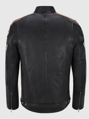 Men’s Black Cafe Racer Style Leather Jacket
