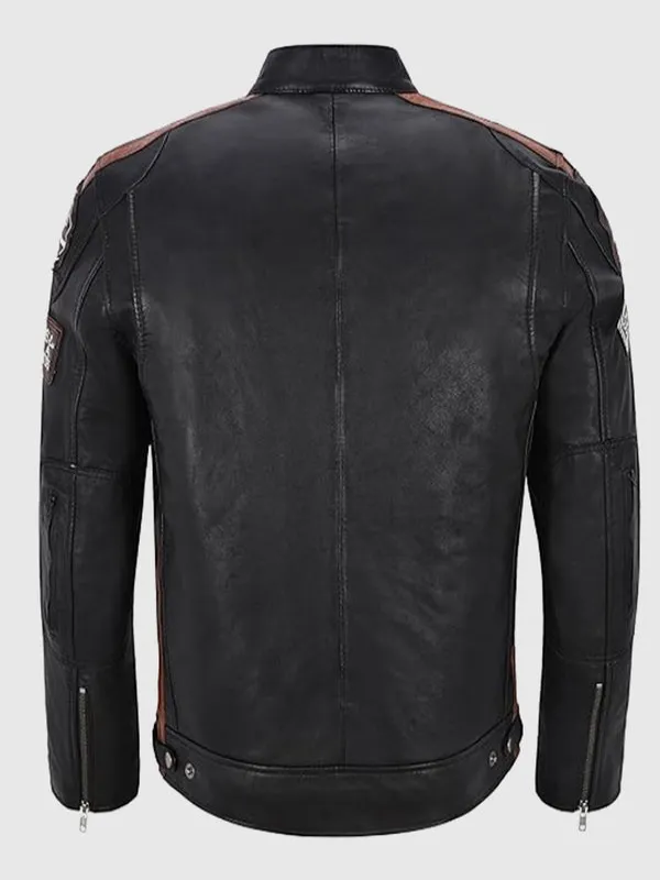 Men’s Black Cafe Racer Style Leather Jacket Men’s Black Cafe Racer Style Leather Jacket