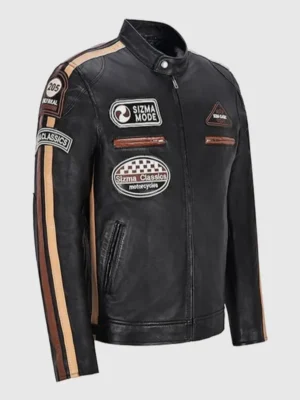 Men’s Black Cafe Racer Style Leather Jacket