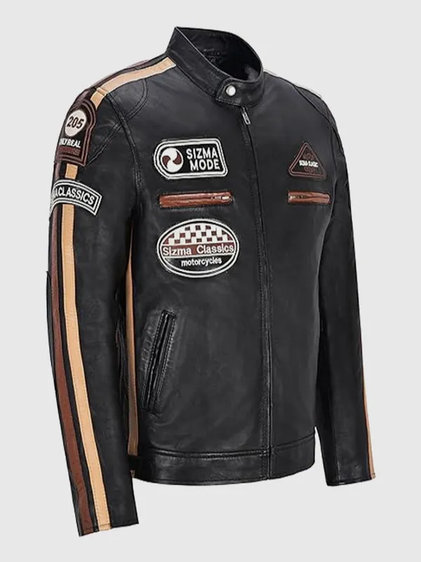 Men’s Black Cafe Racer Style Leather Jacket Men’s Black Cafe Racer Style Leather Jacket