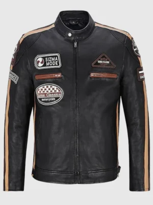 Men’s Black Cafe Racer Style Leather Jacket