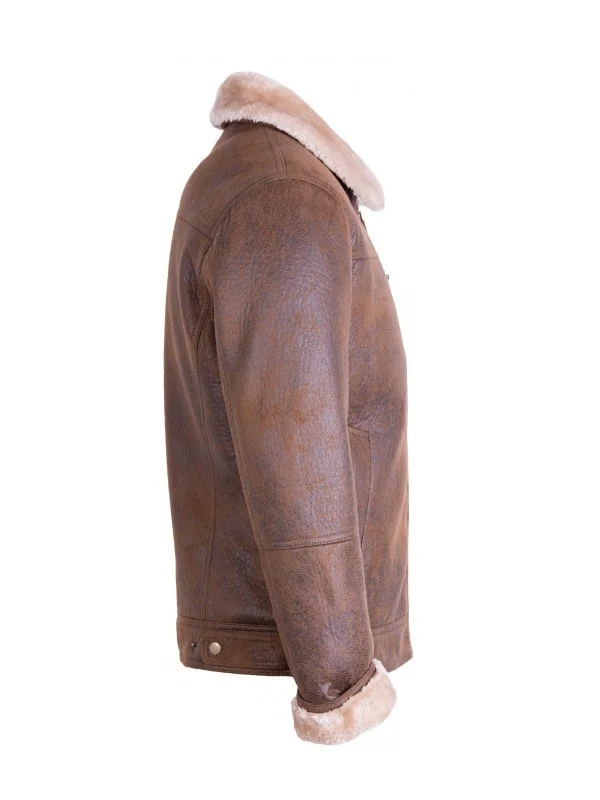 Men Brown Traditional Shearling Jacket Men Brown Traditional Shearling Jacket