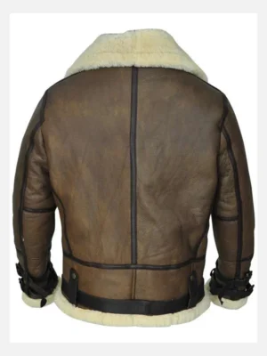 Men Brown Aviator Shearling Leather Jacket