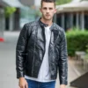 Mens Black Quilted Style Leather Blazer