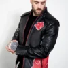 Mens Red Clouds Cloak Black Leather Jacket