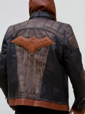 Mens Brown Hood Leather Jacket