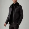 Men Black Aviator Leather Jacket