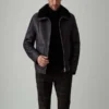 Men Black Aviator Leather Jacket