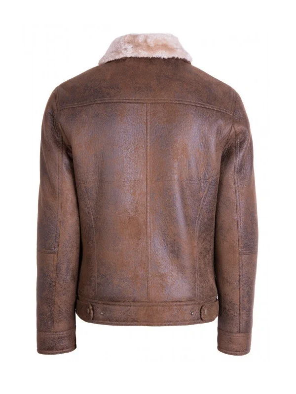 Men Brown Traditional Shearling Jacket Men Brown Traditional Shearling Jacket