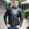 Mens Black Quilted Style Leather Blazer