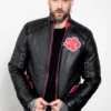 Mens Red Clouds Cloak Black Leather Jacket