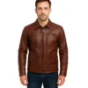 Abstract Maroon Leather Jacket