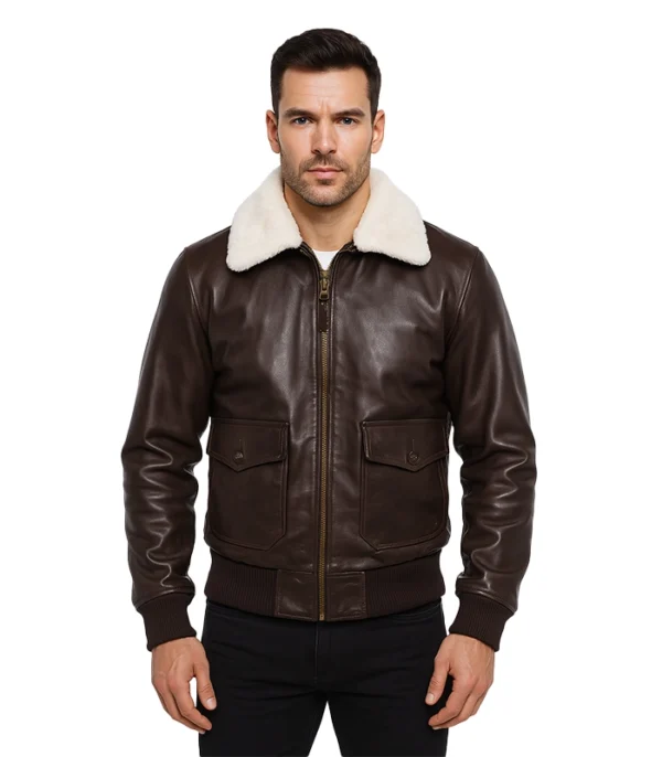 Airin G-1 Brown Leather Bomber Jacket