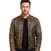 Alex Distressed Brown Leather Biker Jacket