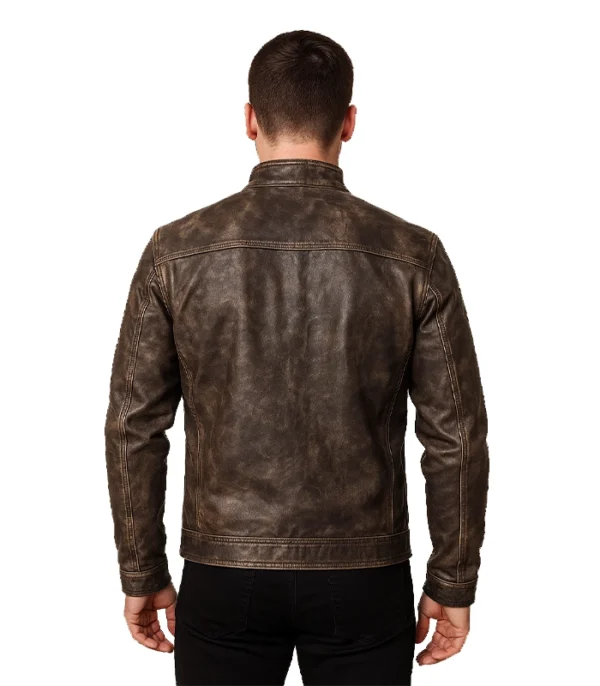 Alex Distressed Brown Leather Biker Jacket