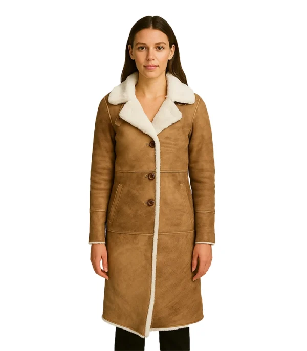 Alina Brown Leather Shearling Coat