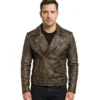 Allaric Alley Distressed Brown Leather Biker Jacket