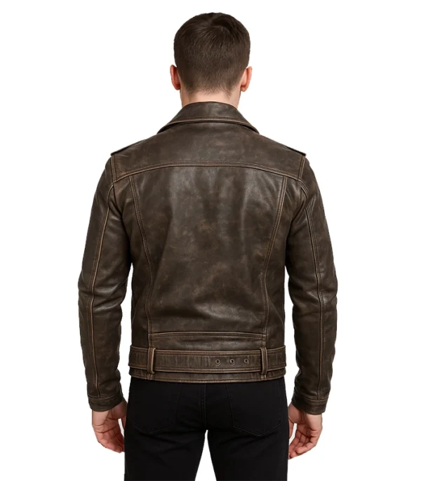 Allaric Alley Distressed Brown Leather Biker Jacket