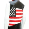 Mens American Flag Motorcycle Leather Vest