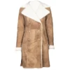 Amie Distressed Brown Double Breasted Shearling Coat
