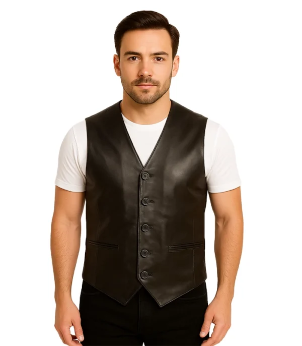 Auden Black Leather Vest