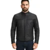 Austere Matte Black Leather Biker Jacket