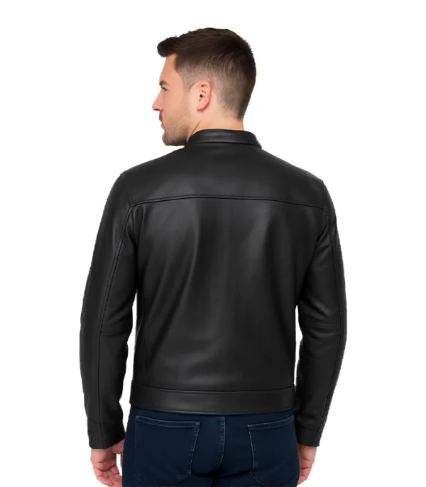Austere Matte Black Leather Biker Jacket