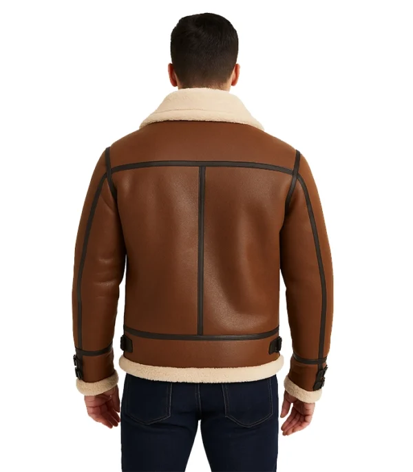 B3 RAF Tan Shearling Leather Aviator Jacket