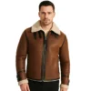 B3 RAF Tan Shearling Leather Aviator Jacket