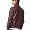 Barneys Burgundy Leather Bomber Jacket