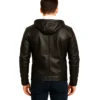 Baston – Black Hooded Leather Bomber Jacket