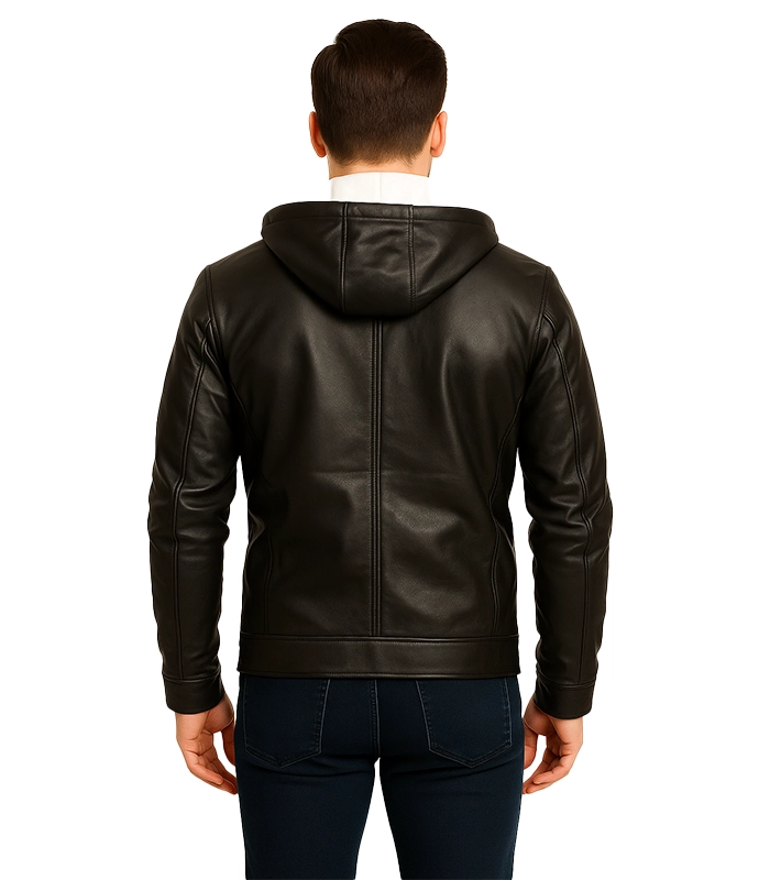 Baston – Black Hooded Leather Bomber Jacket Baston – Black Hooded Leather Bomber Jacket