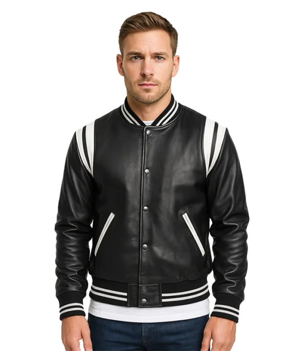 Dantee Black Varsity Jacket Leather