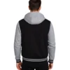 Black and Grey Varsity Jacket with Hood | Baseball College Style