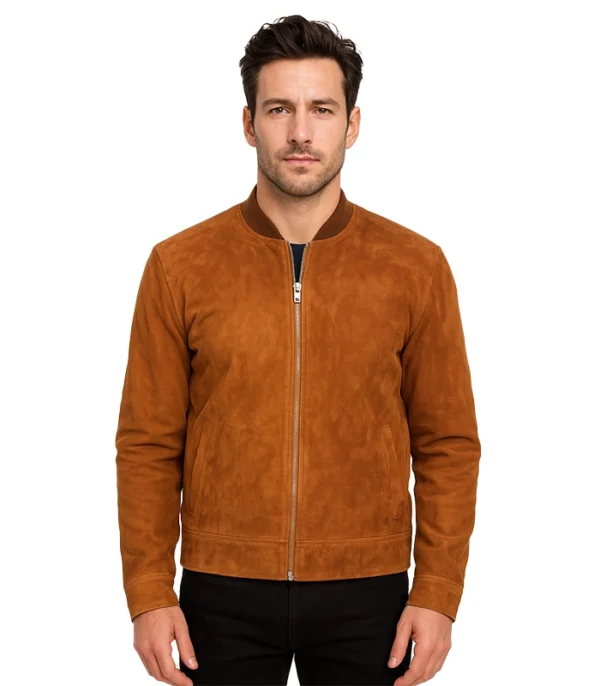 Blain Brown Suede Bomber Jacket