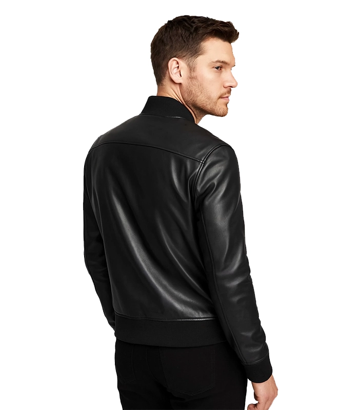Henry Black Leather Bomber Jacket Henry Black Leather Bomber Jacket