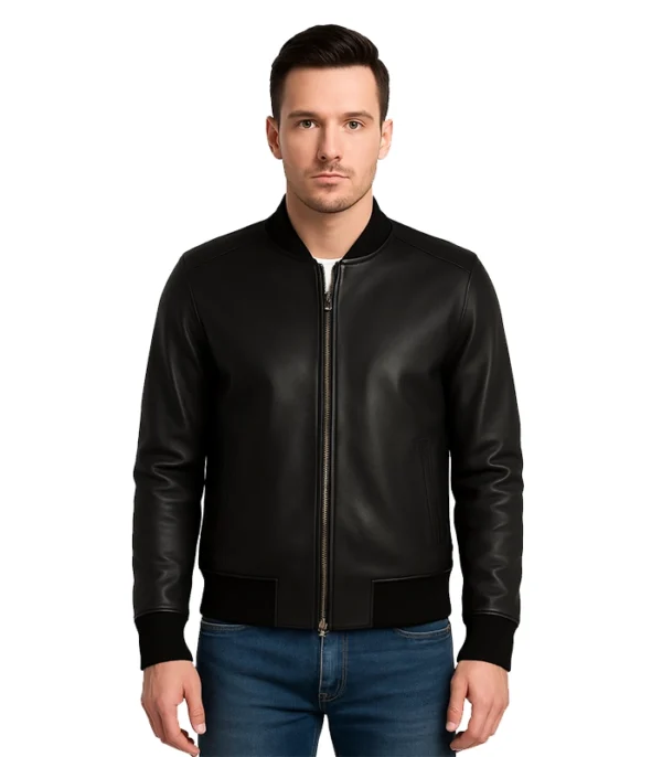 Bliss Black Leather Bomber Jacket