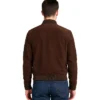 Bliss Leather Suede Bomber Jacket Brown