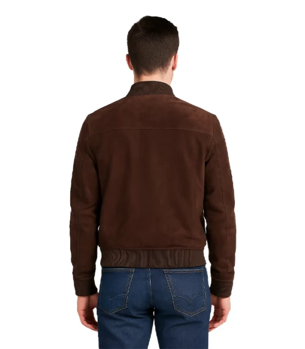 Bliss Leather Suede Bomber Jacket Brown