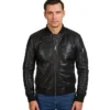Bomia Ma-1 Black Leather Bomber Jacket