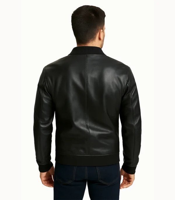 Bomia Ma-1 Black Leather Bomber Jacket