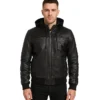 Bouncer Biz – Black Leather Bomber Jacket