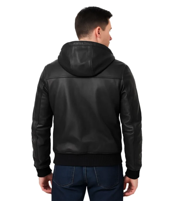 Bouncer Biz – Black Leather Bomber Jacket