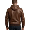 Bouncer Biz – Brown Leather Bomber Jacket