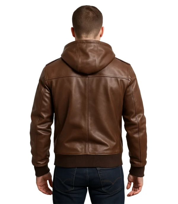 Bouncer Biz – Brown Leather Bomber Jacket