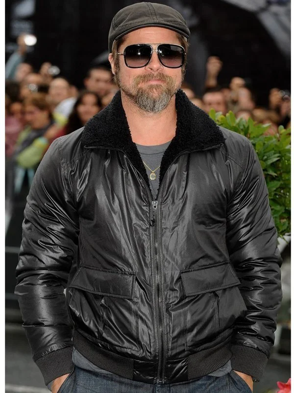Black Brad Pitt Leather Jacket For Men Black Brad Pitt Leather Jacket For Men